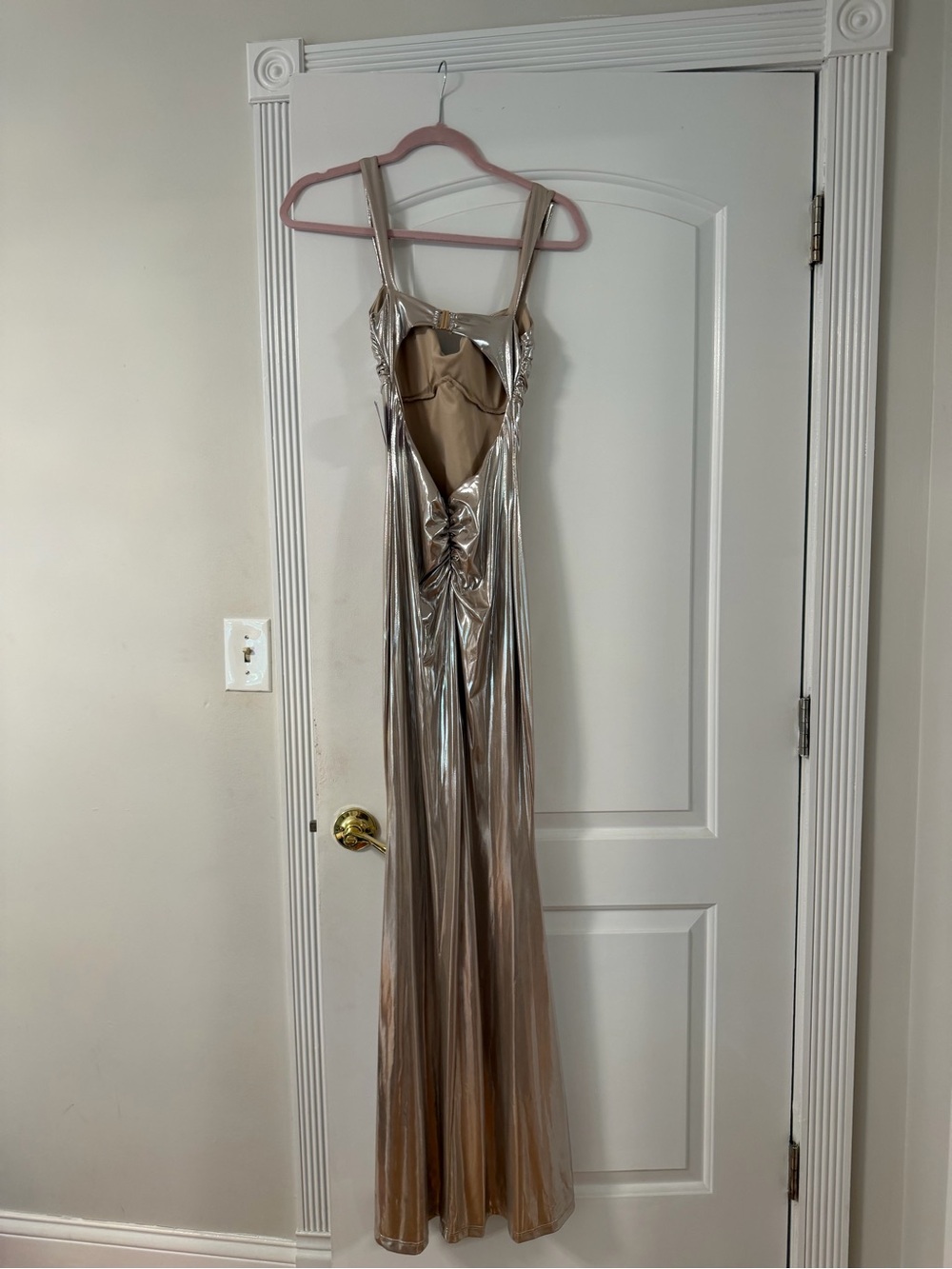 Windsor Metallic Gold Strappy Evening Gown